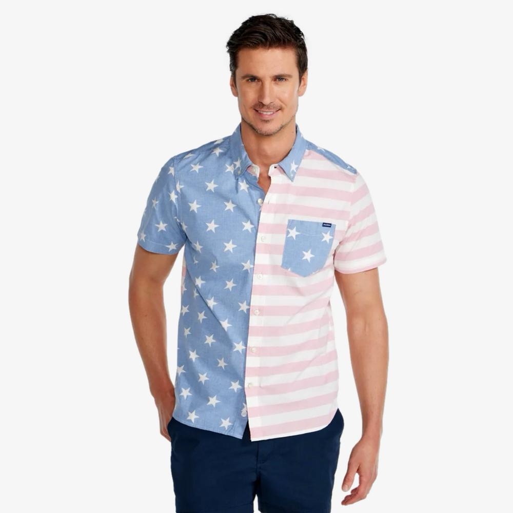 Chubbies The Uncle Sam Friday Shirt Stars and Stripes Red White and Blue NWT‎